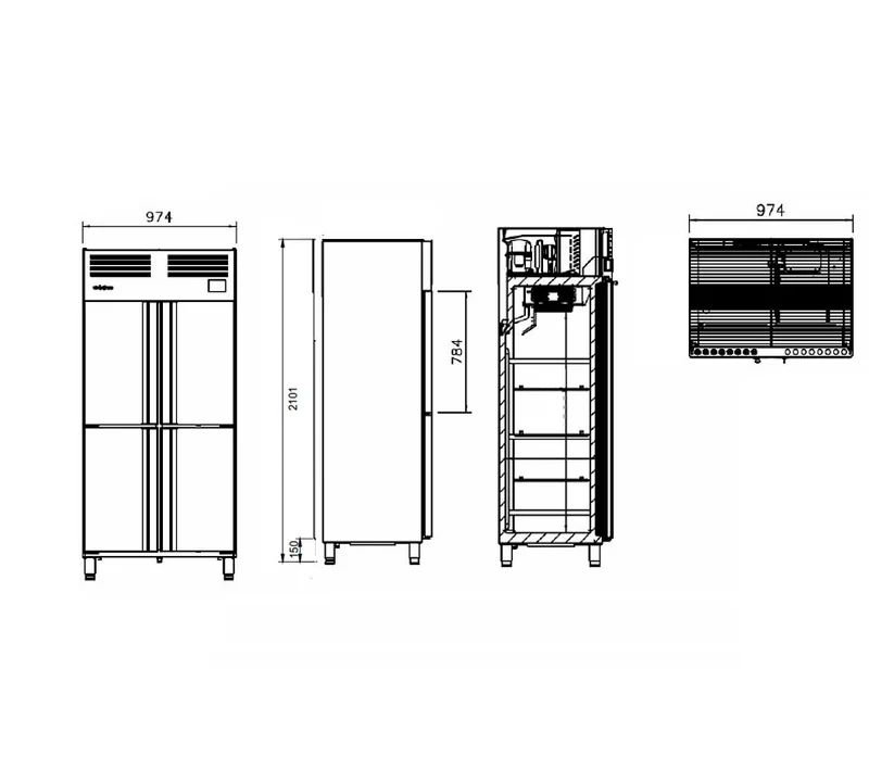 INFRICO - ARMARIO REFRIGERACIÓN GN 1/1 SLIM LINE AGN 604 - 2+2 PUERTAS