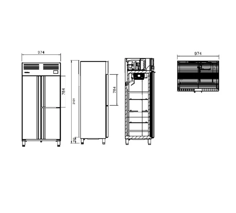 INFRICO - ARMARIO REFRIGERACIÓN GN 1/1 SLIM LINE AGN 603 - 2+1 PUERTAS