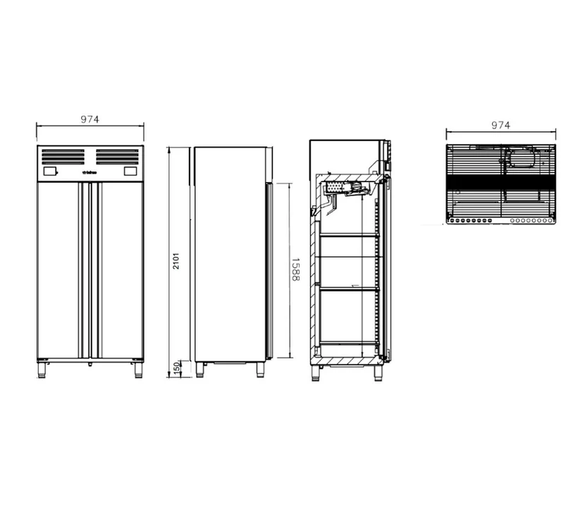 INFRICO - ARMARIO REFRIGERACIÓN GN 1/1 SLIM LINE AGN 602 - 1+1 PUERTAS