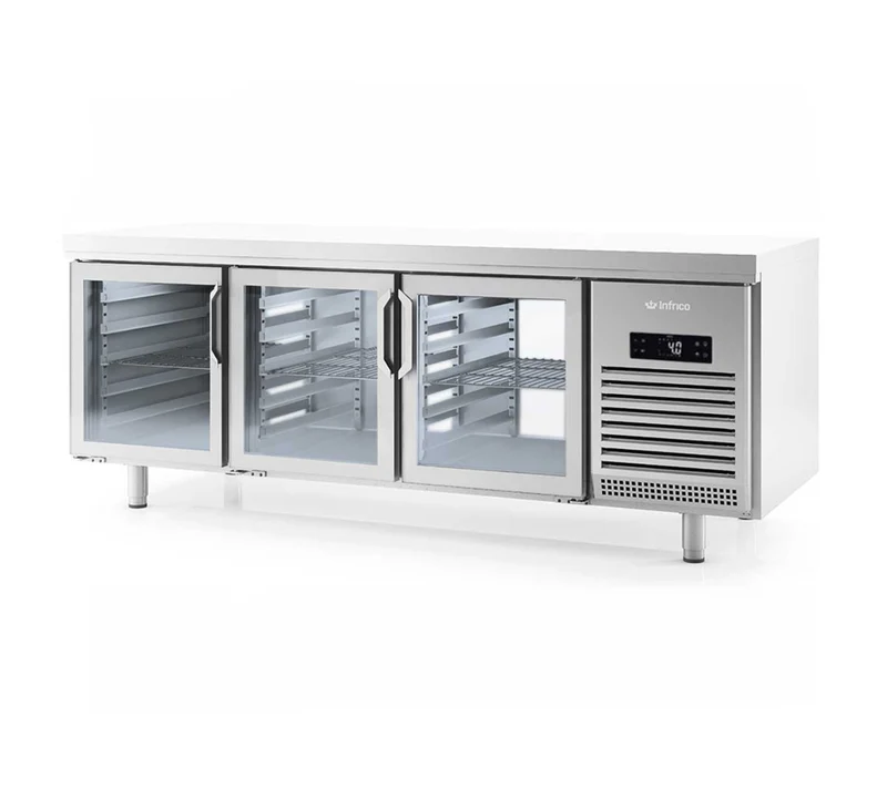 INFRICO - MESA REFRIGERADA PASTELERÍA 6 PUERTAS CRISTAL PASANTES MR 2190 PDCR