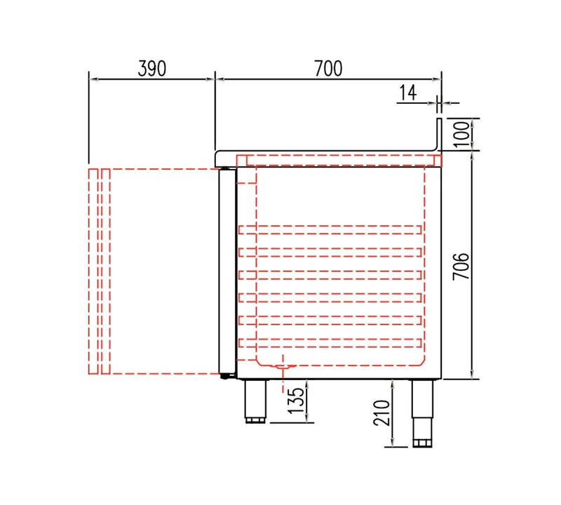 CORECO - MESA FRÍA GAMA 700 GN 1/1 CON FREGADERO MRGF-300