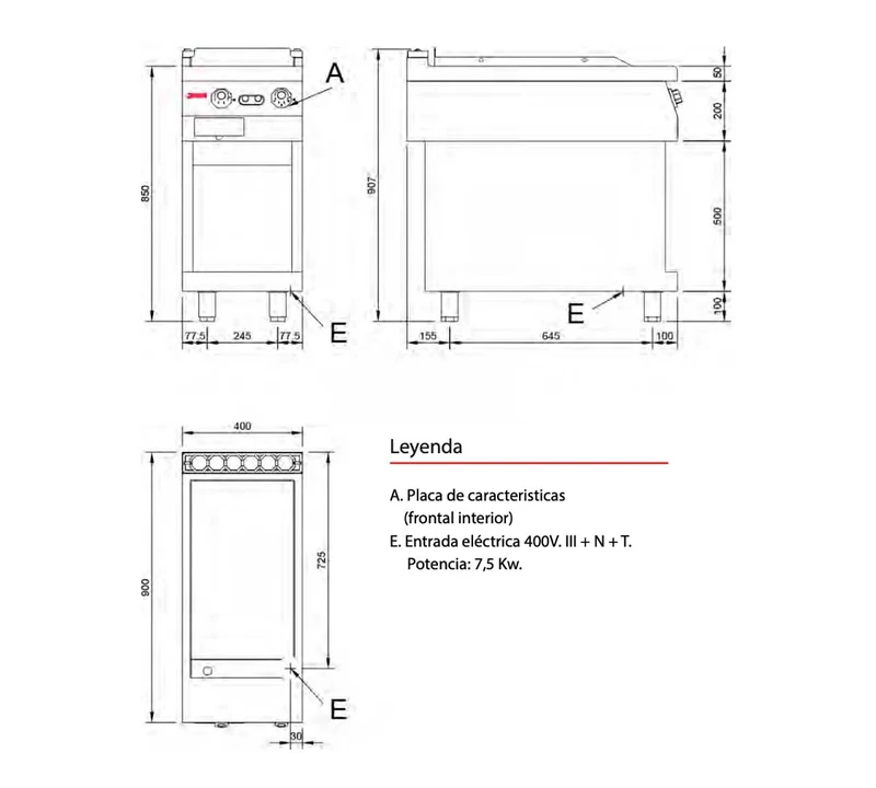 JEMI – FRTE20 P90 SERIE 900 PLANCHA FRY TOP ACERO LISA