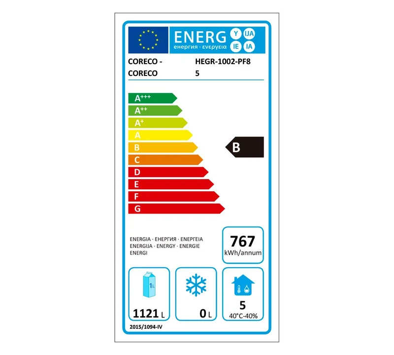 CORECO - ARMARIO REFRIGERADO GN 2/1 ALTA EFICIENCIA HEGR-1002 - 2 PUERTAS - 1.404 LITROS