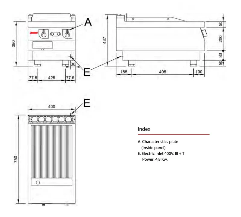 JEMI – SFRTE72 P70 SERIE 750 EV PLANCHA FRY TOP ACERO LISA