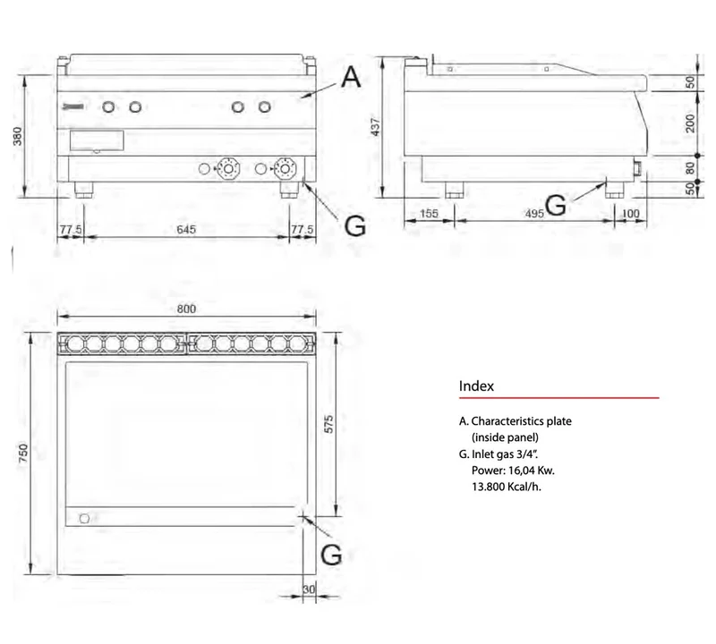JEMI – SFRT75 P74 SERIE 750 EV PLANCHA FRY TOP ACERO LISA
