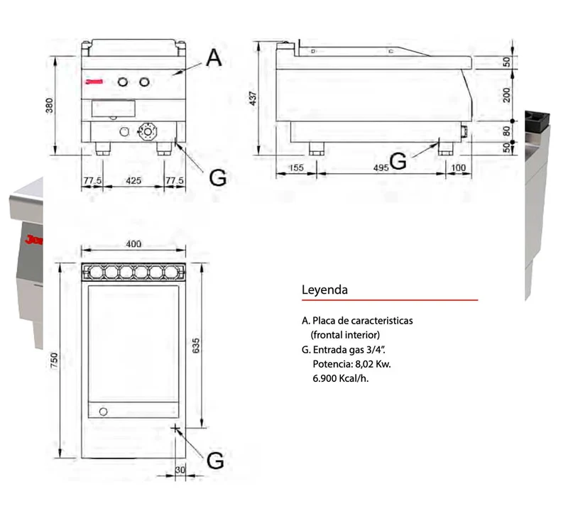 JEMI – SFRT72 P70 SERIE 750 EV PLANCHA FRY TOP ACERO LISA