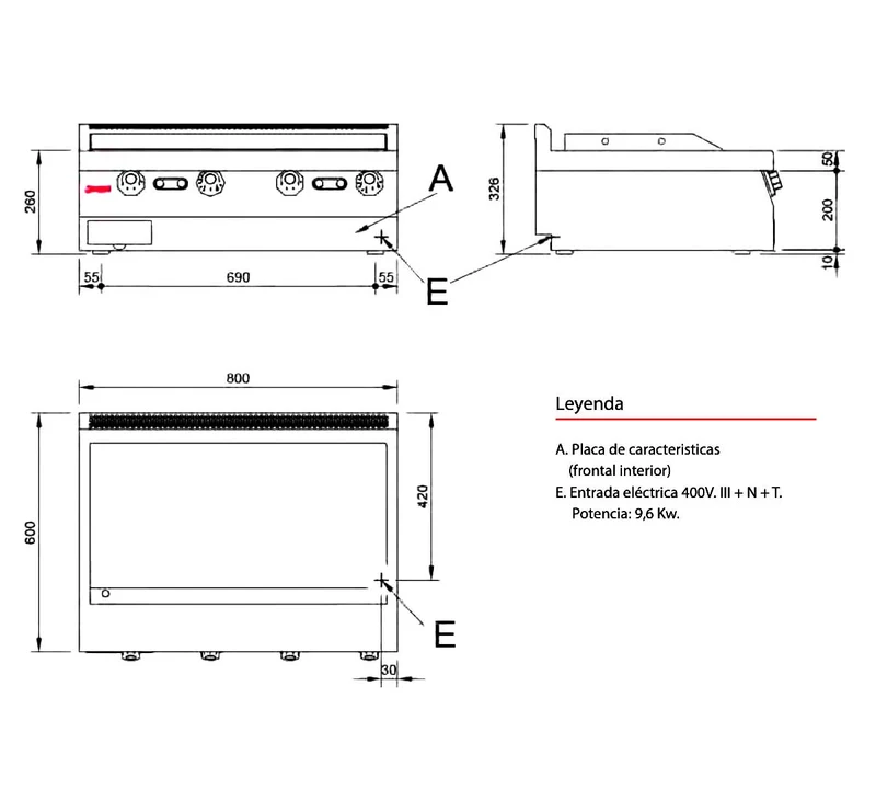 JEMI – SFRTE62 P64 SERIE 600 PLANCHA FRY TOP ACERO LISA