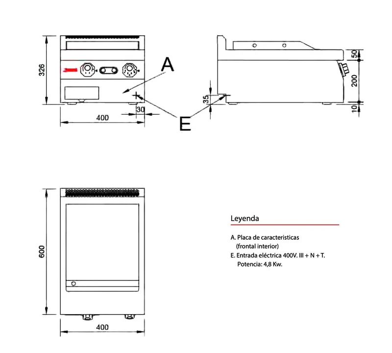 JEMI – SFRTE60 P60 SERIE 600 PLANCHA FRY TOP ACERO LISA