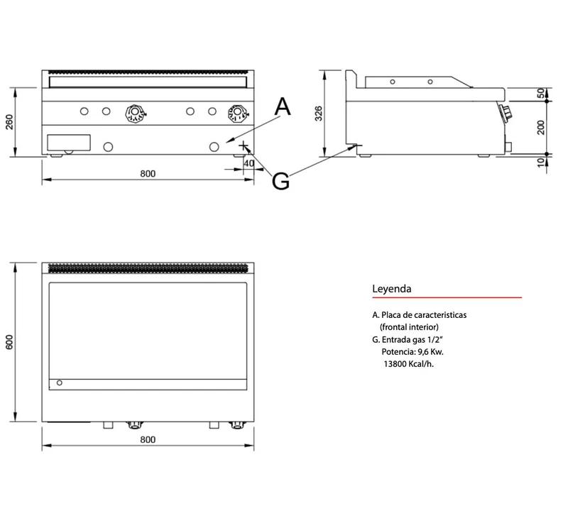 JEMI - SFRT62 P64 SERIE 600 PLANCHA FRY TOP ACERO LISA
