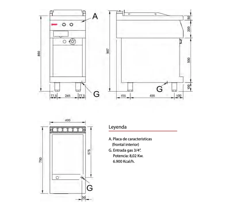 JEMI – FRT72 P70 SERIE 750 EV PLANCHA FRY TOP ACERO LISA
