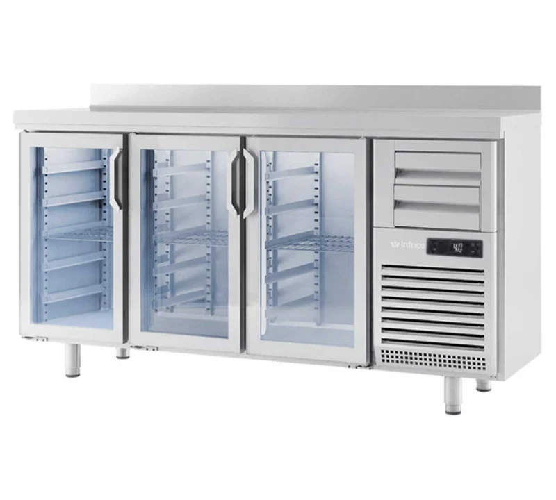 INFRICO - MESA REFRIGERADA FRENTE MOSTRADOR 4 PUERTAS CRISTAL FMPP 2500 CR