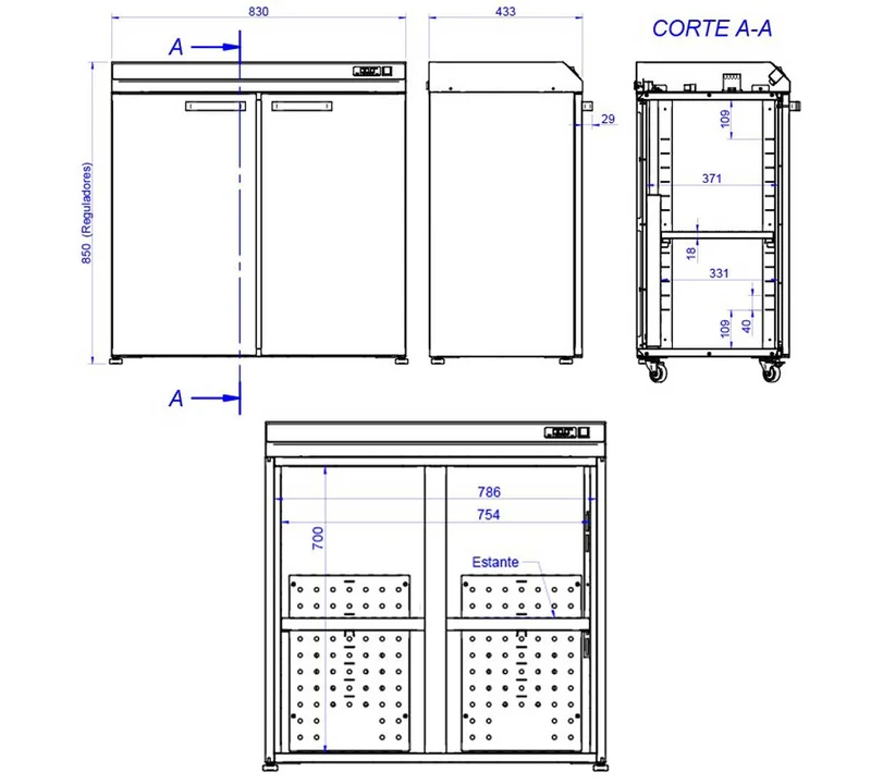 EDENOX - ARMARIO CALENTADOR DE PLATOS ACP-100 S1 - CAPACIDAD 100 A 120 PLATOS