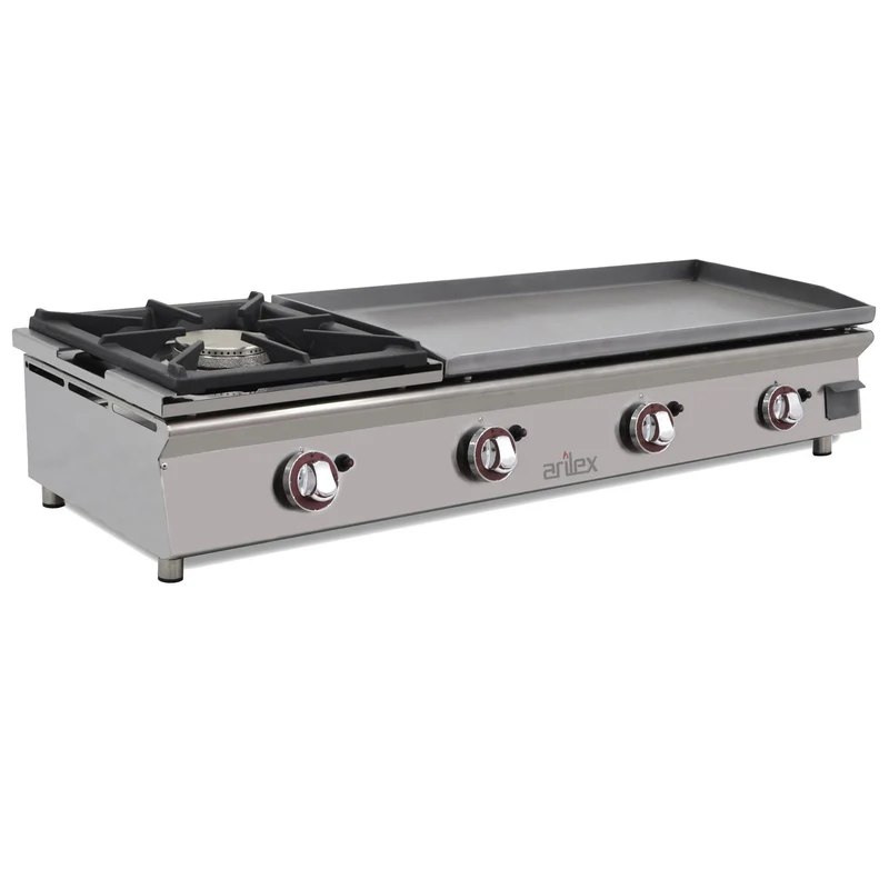 ARILEX - PLANCHA A GAS 80cm EN ACERO LAMINADO 6mm + FOGÓN 6Kw 120PGLFN