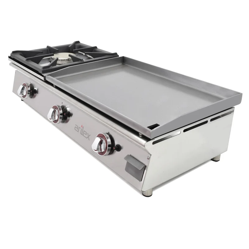 ARILEX - PLANCHA A GAS 60cm EN ACERO LAMINADO 6mm + FOGÓN 6Kw 100PGLFN